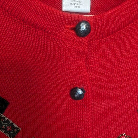 VINTAGE Susan Bristol Christmas cardigan EUC size Small floral and ribbons - Picture 9 of 10